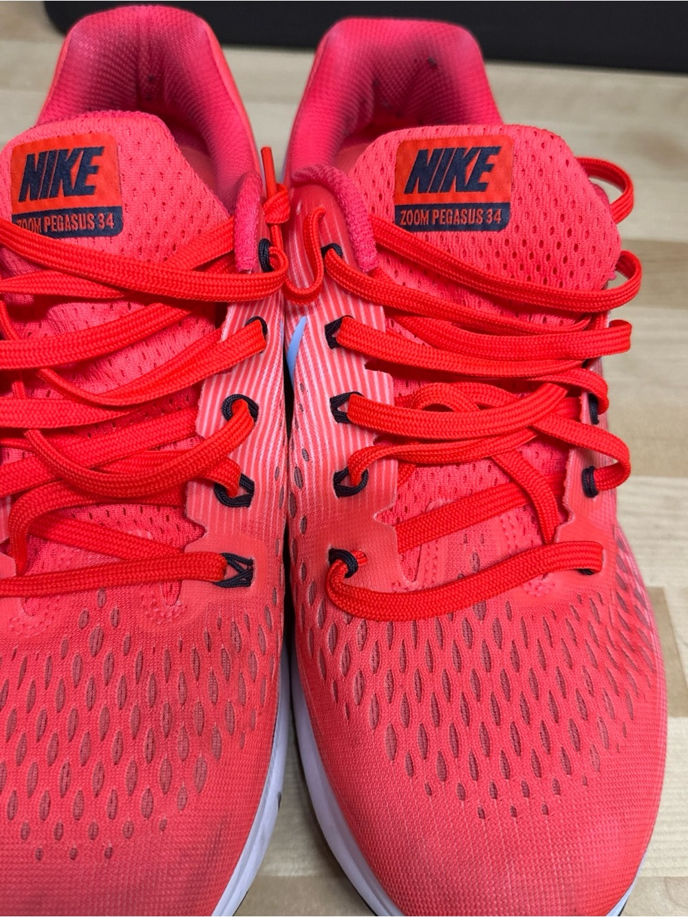 Nike Women's Bright Coral Running Sneakers with Light Blue Swoosh - Picture 4 of 12